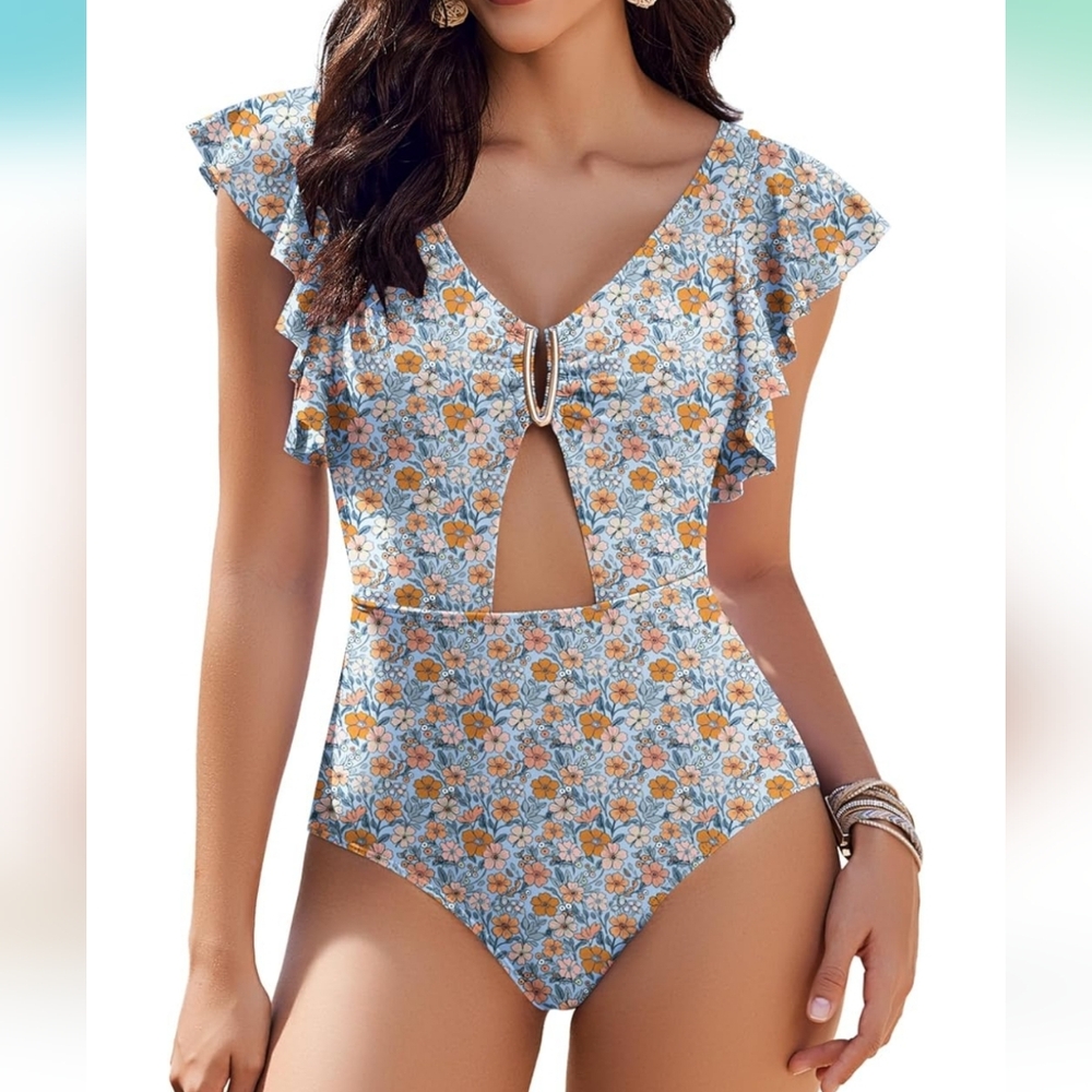 AIMAGE Ruffle Sleeve Swimsuit
